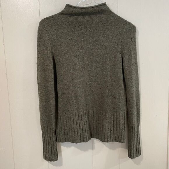Madewell Mock Neck Sweater XS | Olive Green Ribbed Hem Cozy Knit Pullover - Picture 2 of 8